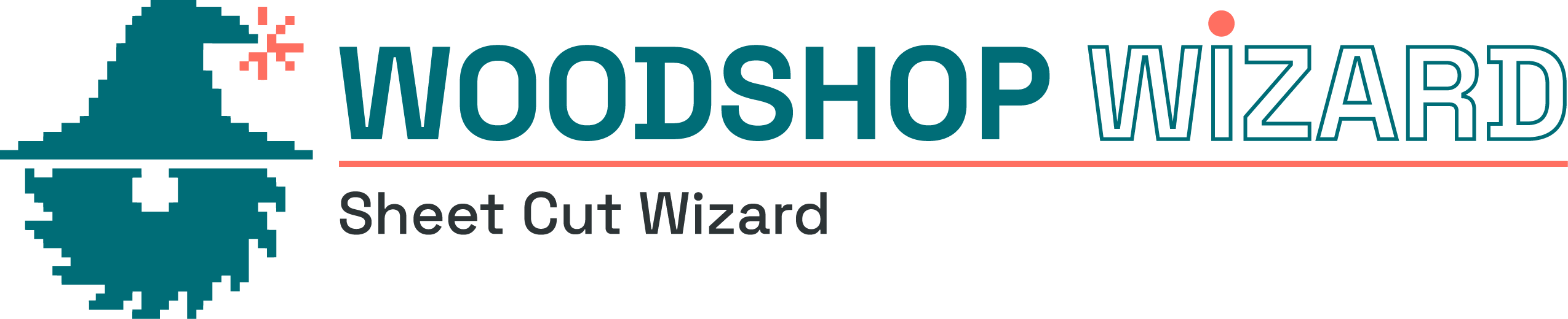 Woodshop Wizard logo with Sheet Cut Wizard subtitle